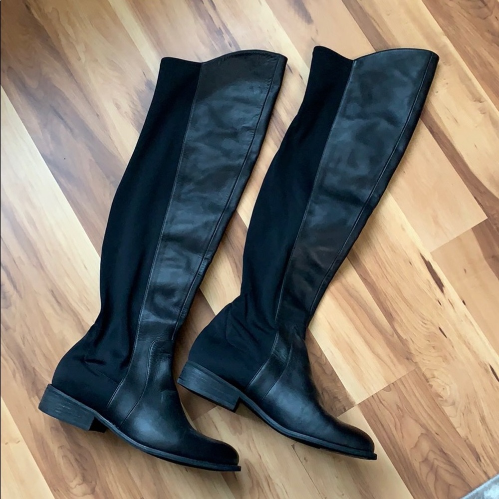 Genuine leather black boots